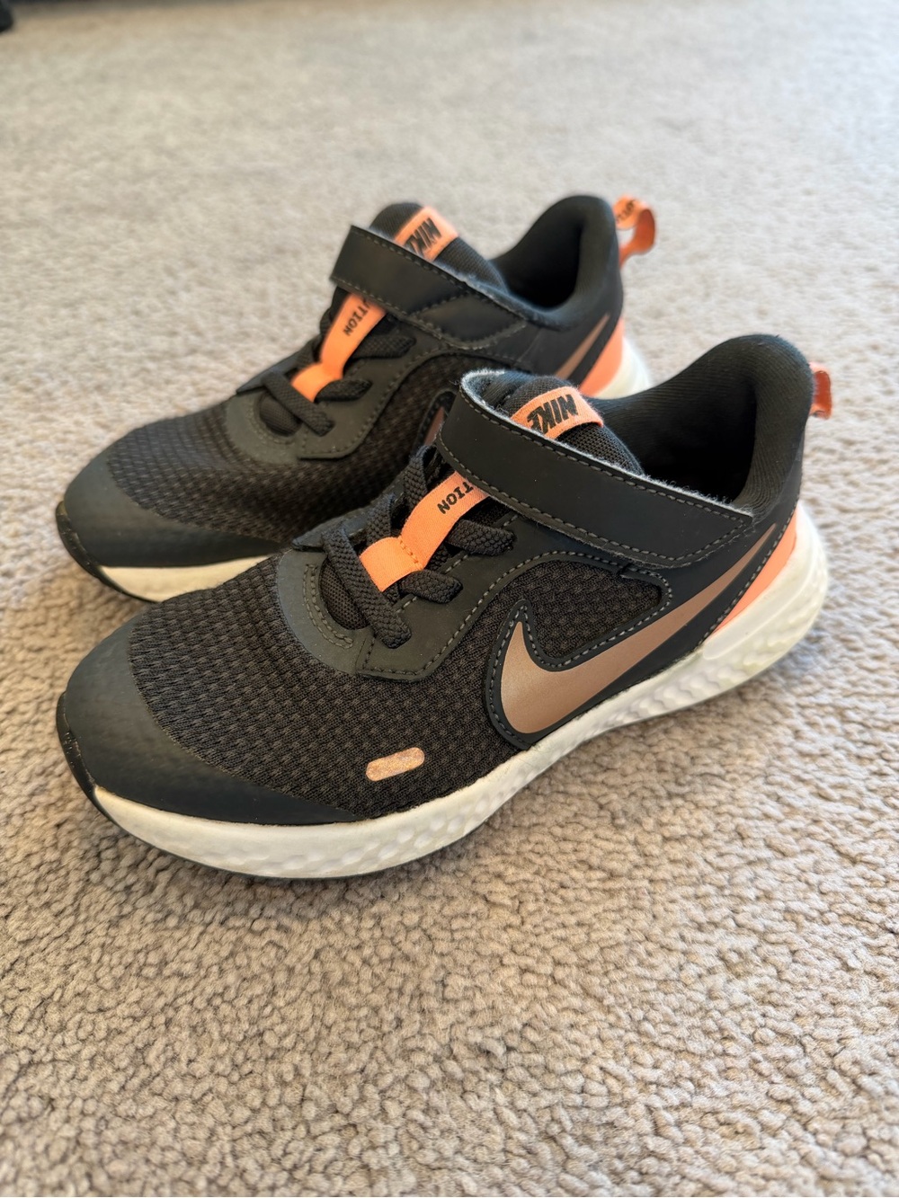 Nike Kids Black and Orange Athletic Sneakers